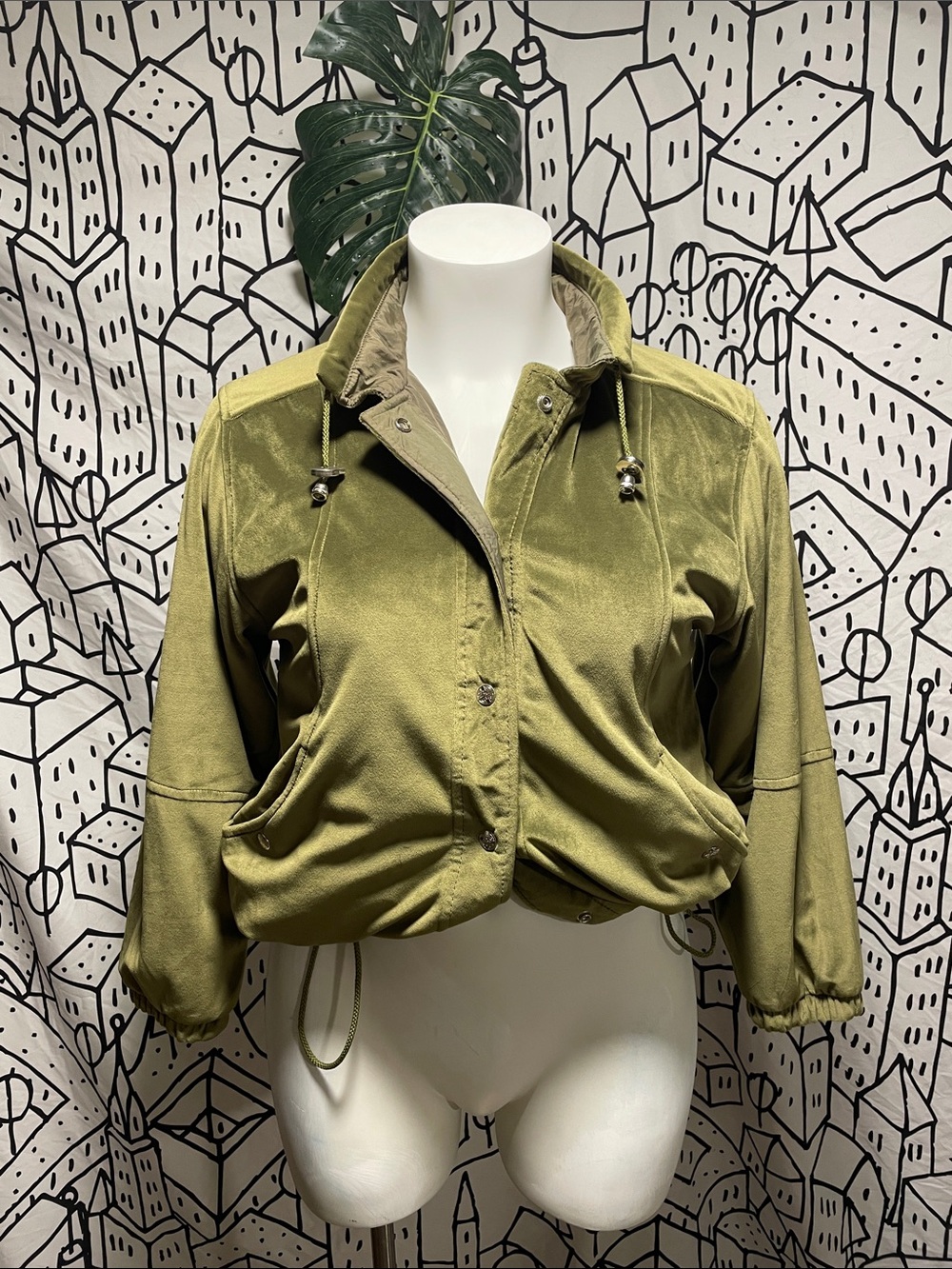 Women's Olive Green Hooded Bomber Jacket